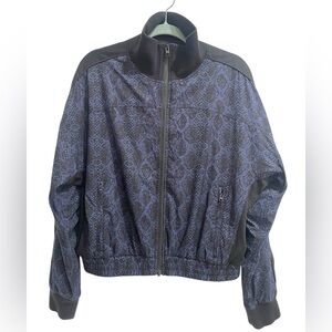 Athleta Boxy Cropped Track Bomber Snake Print Jacket Size M